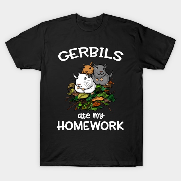 Gerbils Ate My Homework Mouse Pet Student T-Shirt by underheaven